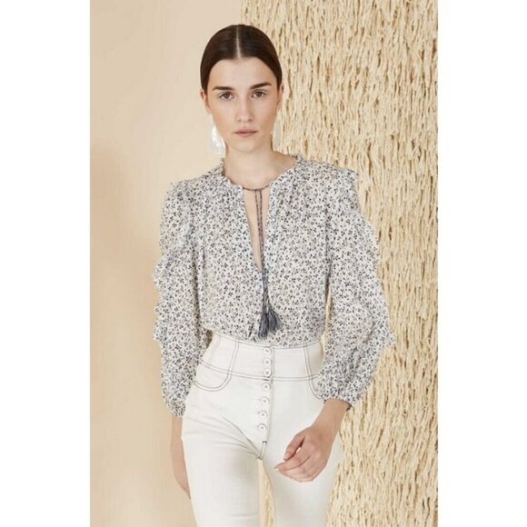 💕ULLA JOHNSON💕 Lillian Blouse ~ Porcelain Print 6 - Picture 1 of 16